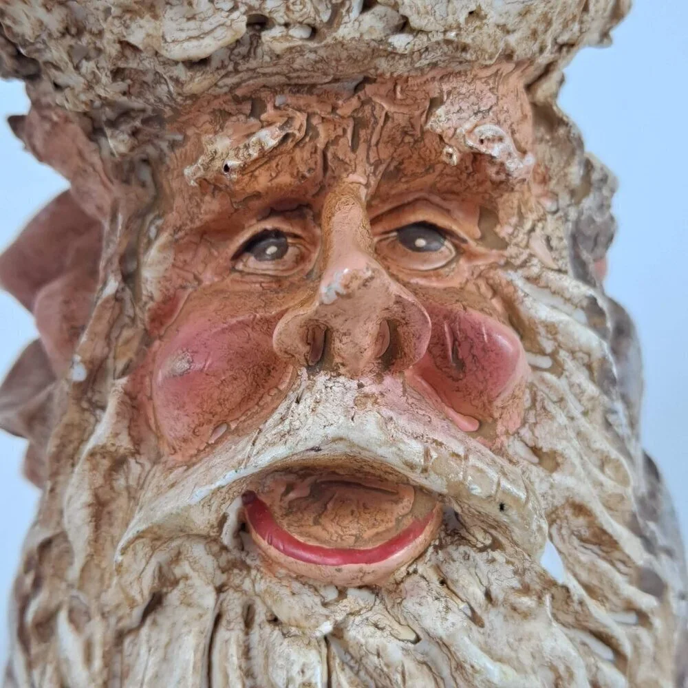 Candleholder 3 Face Santa Primitive Resin Decor Collectible Brown Tan